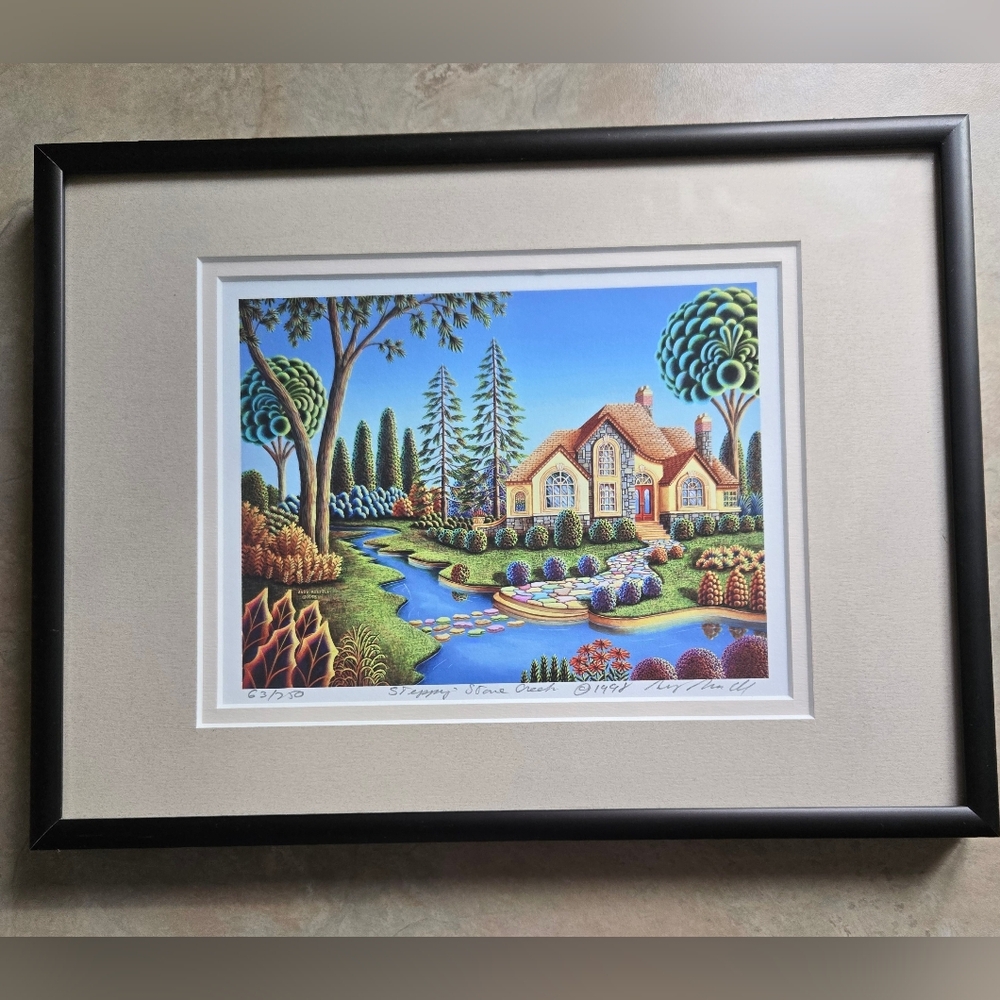 🖼 Framed Limited Print "Stepping Stone Creek" by Andy Russell 1998 (63/250) 🖼